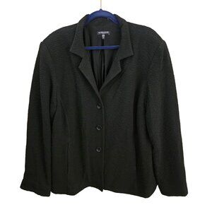 Eileen Fisher Woman Black Textured Blazer Career Lagonlook Minimal Size 1X